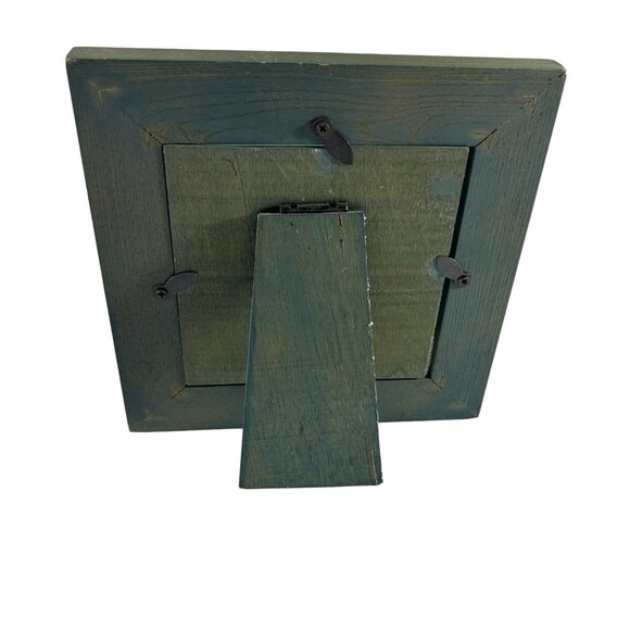 Square Southwestern Wood Metal Tabletop Picture Frame Green 4.5" X 4.5" Photo - Picture 2 of 6